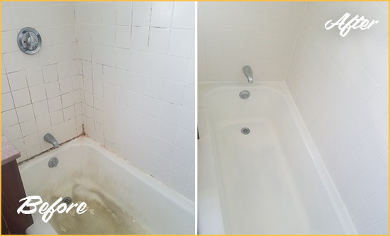 Before and After Picture of a Aliso Viejo Bathtub Caulked to Repair Cracks