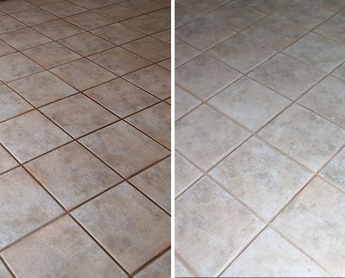 Floor Before and After a Grout Sealing in Costa Mesa, CA