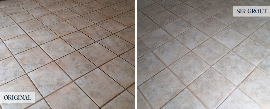 Floor Before and After a Flawless Grout Sealing in Costa Mesa, CA