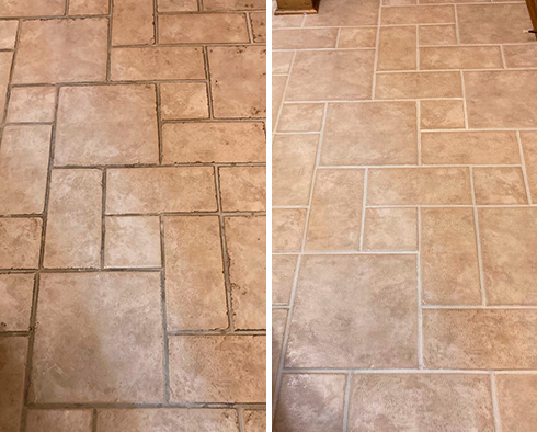 Floor Before and After a Grout Cleaning in Irvine, CA