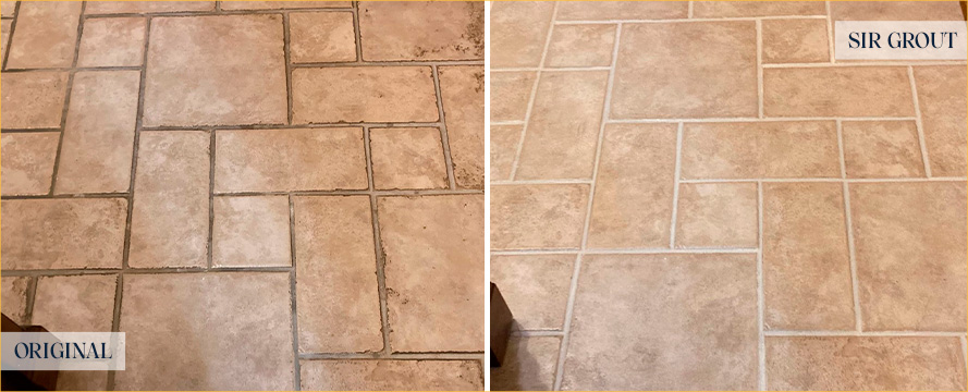 Floor Before and After a Flawless Grout Cleaning in Irvine, CA