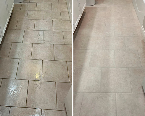 Floor Before and After a Grout Cleaning in Placentia, CA