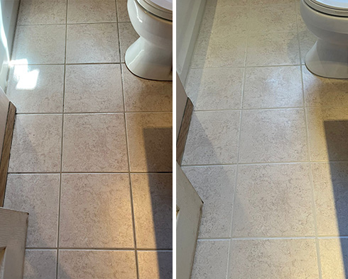 Floor Before and After a Grout Recoloring in Garden Grove, CA